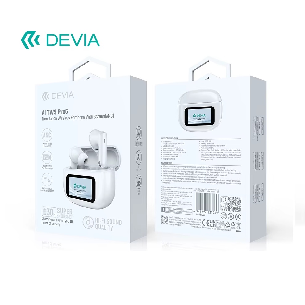 AUDIFONOS DEVIA TWS PRO 6 BLANCO